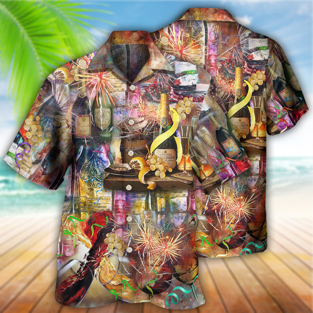 Wine Sparkling Glass Champagne Hawaiian Shirt Design View For Resort Travel And Thoughtful Gifting