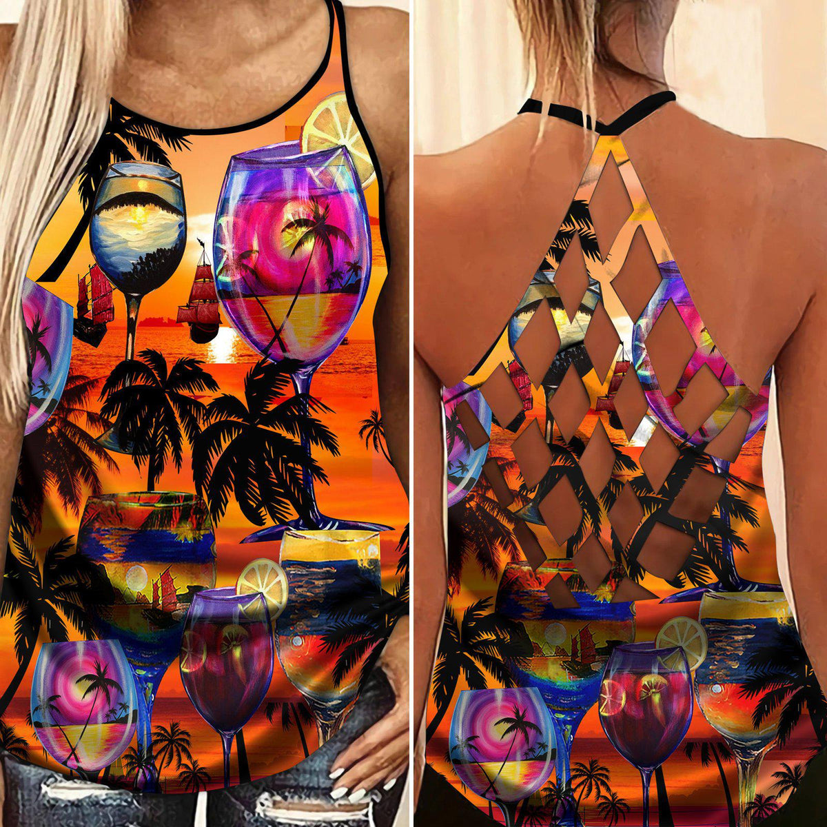 Wine So Good Hollow Tank Top For Studio Workouts And Casual Wear