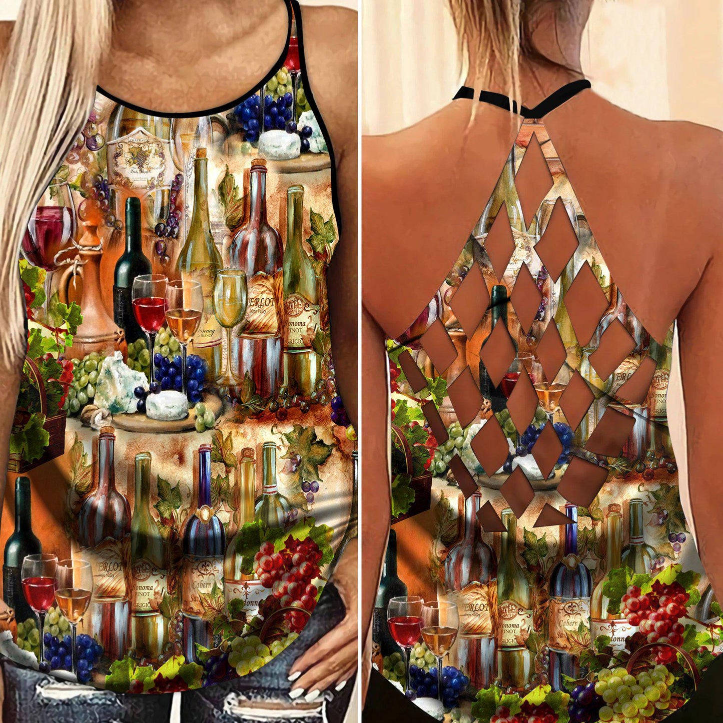 Wine So Good Hollow Tank Top For Fitness Activities And Relaxed Style