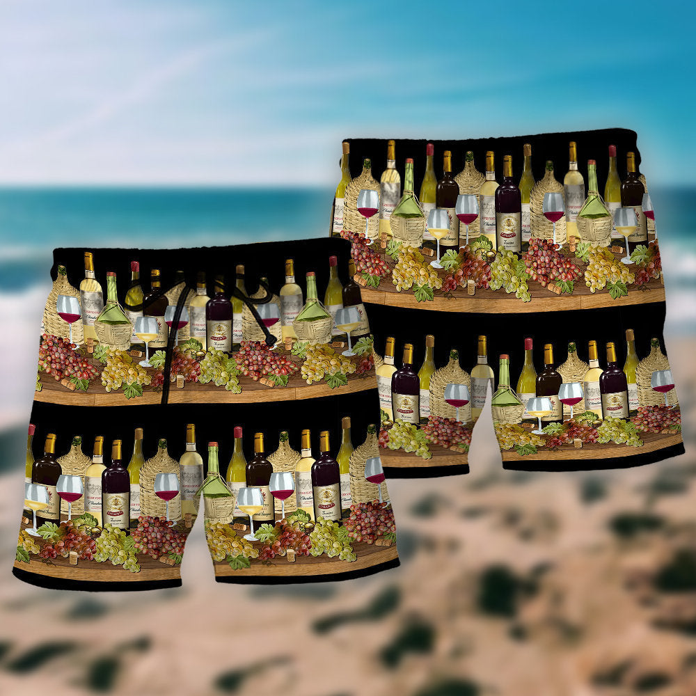 Wine Beach Shorts Pattern Detail For Outdoor Activities And Lightweight Summer Style