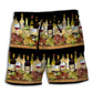Wine Tasting Border Stripe Beach Shorts Artwork Detail For Casual Warm Weather Outfits