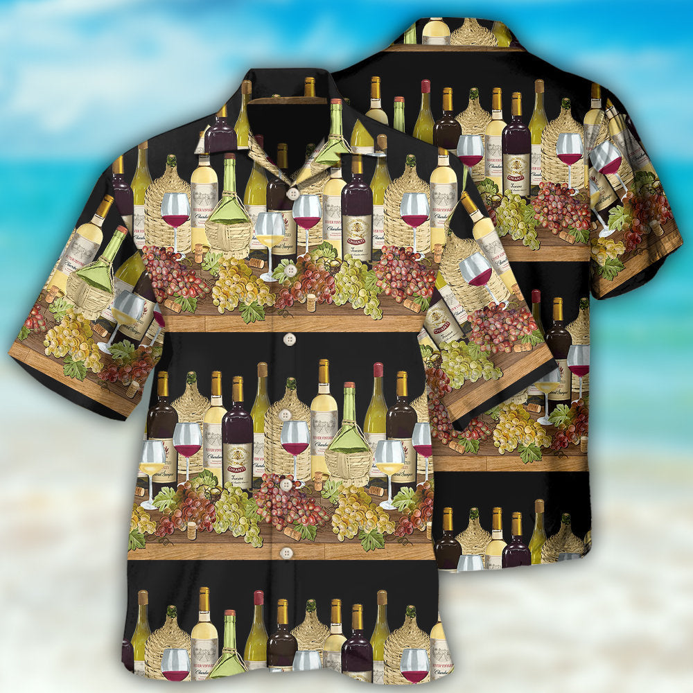 Wine Tasting Stripe Pattern Hawaiian Shirt For Island Vacations, Resort Wear, And Relaxed Seasonal Style