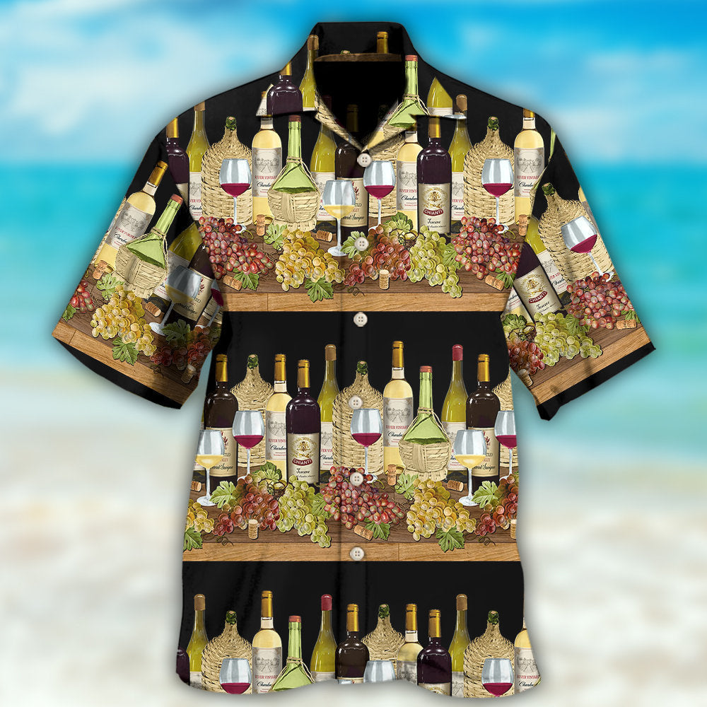 Wine Tasting Stripe Pattern Hawaiian Shirt For Island Vacations, Resort Wear, And Relaxed Seasonal Style