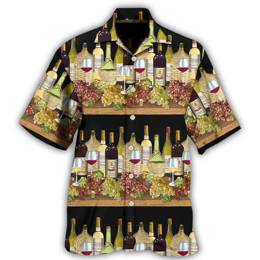 Wine Tasting Stripe Pattern Hawaiian Shirt For Island Vacations, Resort Wear, And Relaxed Seasonal Style