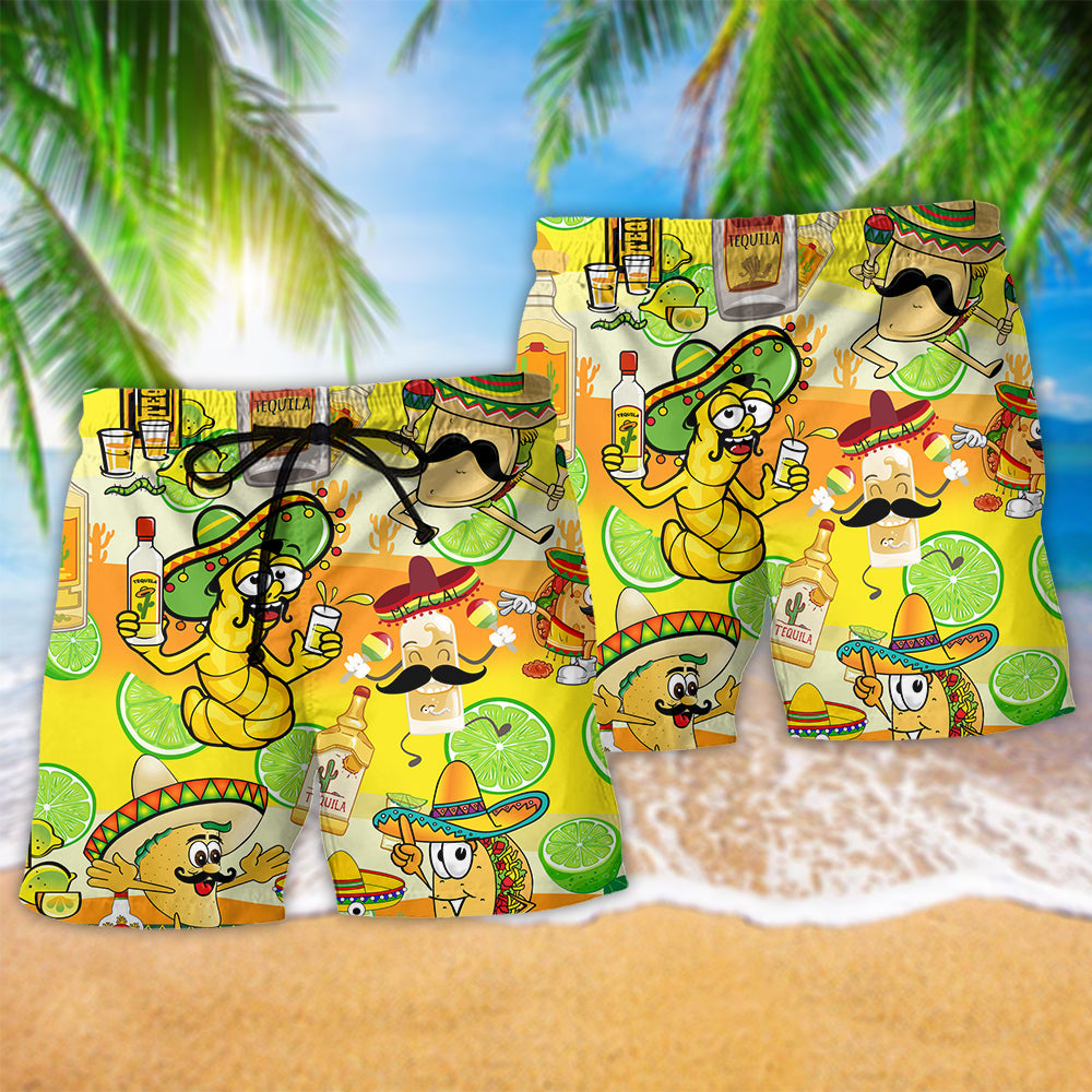 Wine Tequila Mystical Water Fun Beach Shorts Design Detail For Resort And Beach Day Style