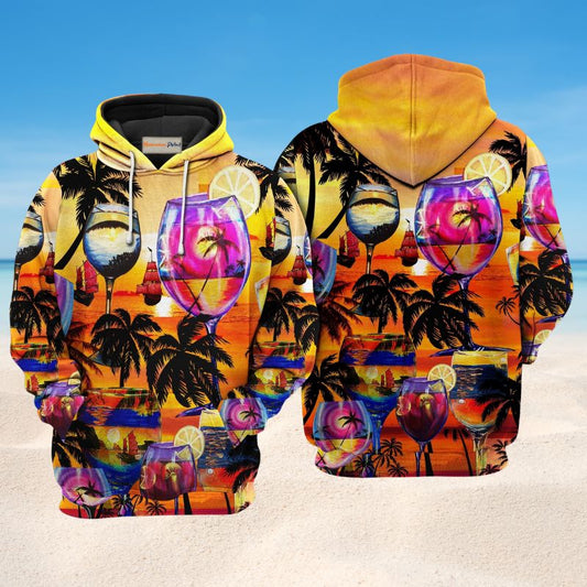 Wine Time Hawaii Hoodie For Comfortable Daily Outfits Holidays And Casual Wear