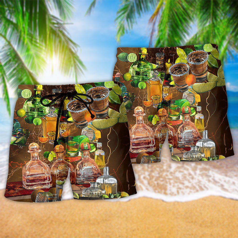 Wine Lemon Saltwater Beach Shorts Pattern Detail For Casual Outings And Lightweight Summer Style