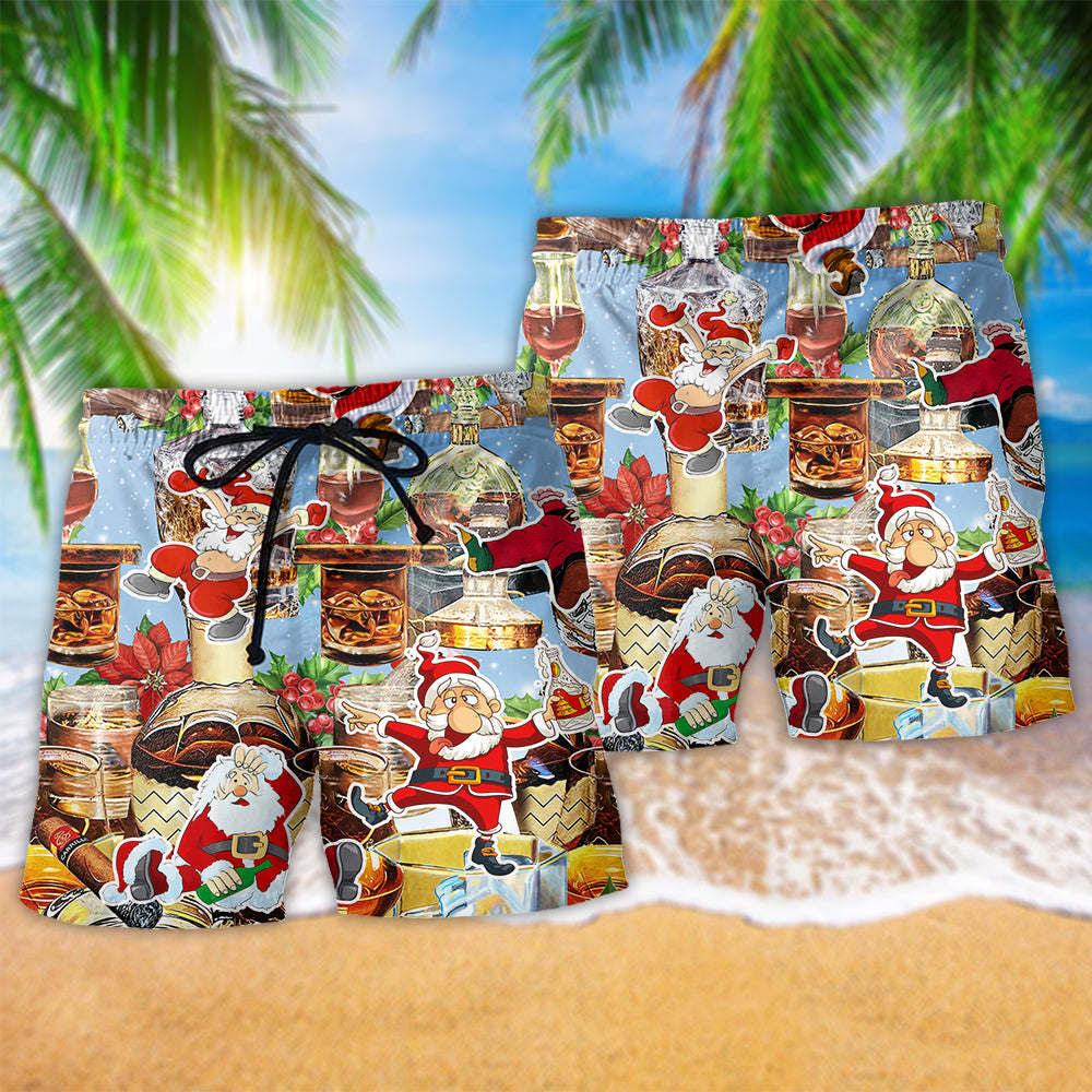 Whiskey Christmas Colorful Beach Shorts Design Detail For Resort And Beach Day Style