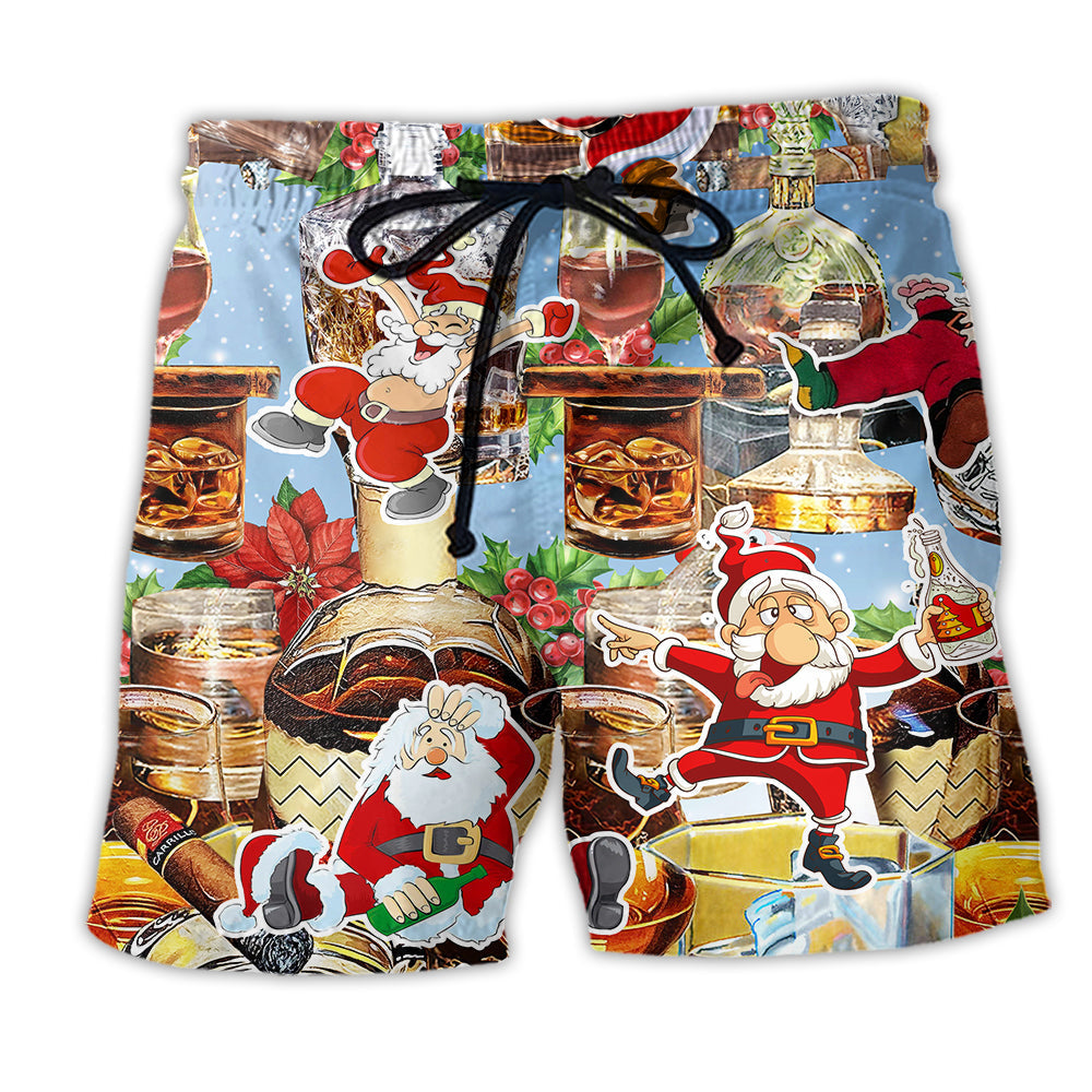Christmas Colorful Wine Beach Shorts For Summer Vacations And Everyday Comfort