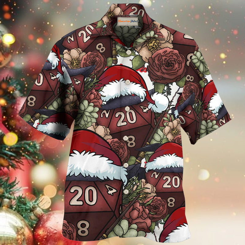 Witch Tabletop Dice Christmas Vibe Fantasy Hawaiian Shirt Pattern Detail For Vacation Travel And Daily Wear