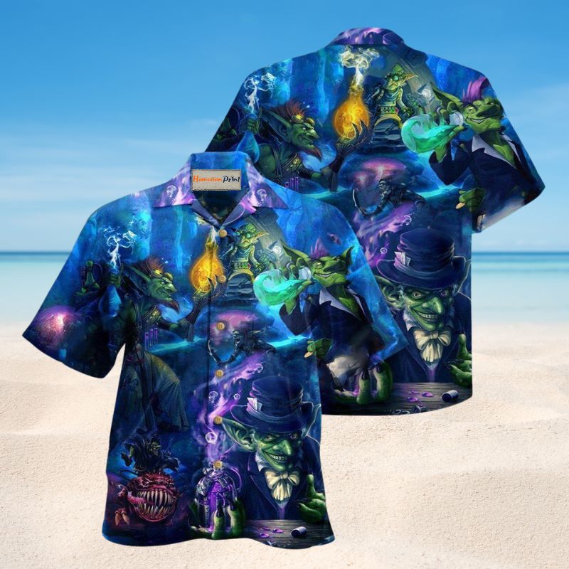 Witch Goblin Hawaiian Shirt For Coastal Adventures Outdoor Gatherings And Casual Warm Weather Wear
