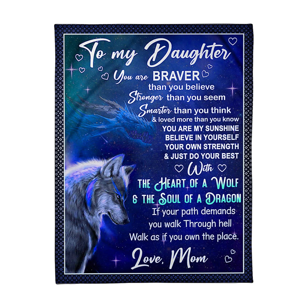 Wolf Believe In Yourself Daughter Gift Flannel Blanket For Cozy Bedroom Sofa Decor