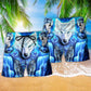 Wolf Blue Mysterious Style Hawaiian Print Beach Shorts For Pet Lover Outdoor Comfort