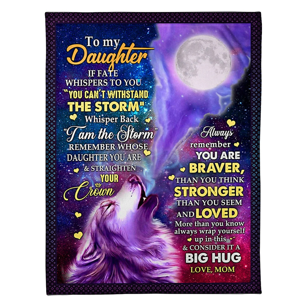 Wolf Consider Big Hug Daughter Gift Flannel Blanket For Cozy Bedroom Sofa Decor