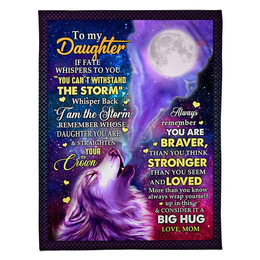 Wolf Consider Big Hug Daughter Gift Flannel Blanket For Cozy Bedroom Sofa Decor