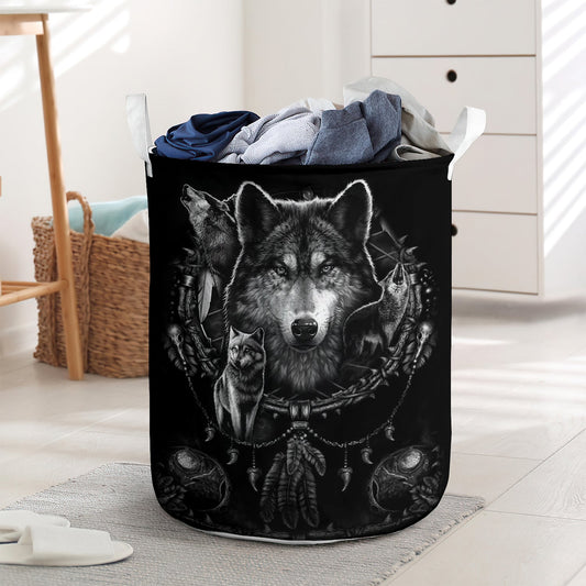 Wolf Dreamcatcher Laundry Basket For Bathroom Bedroom Storage