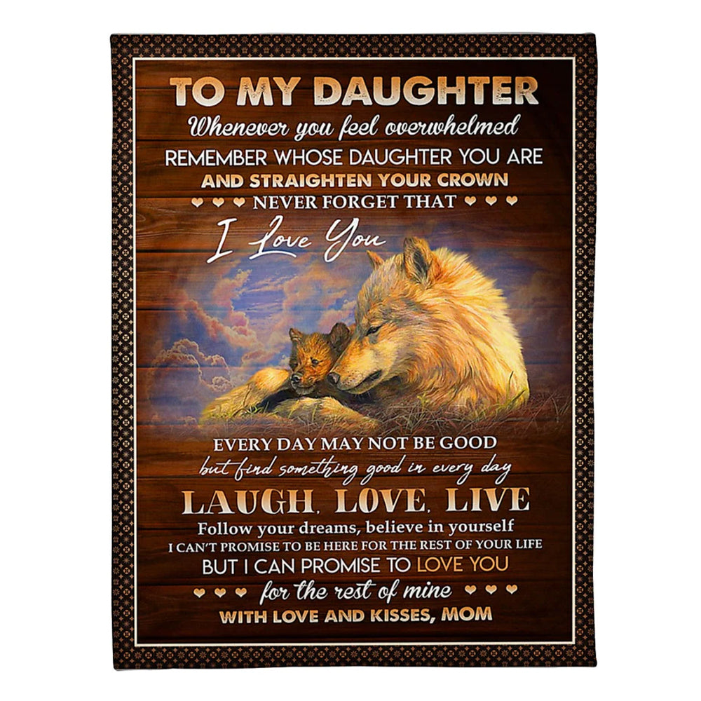 Wolf I Love You Daughter Gift Flannel Blanket For Cozy Bedroom Sofa Decor