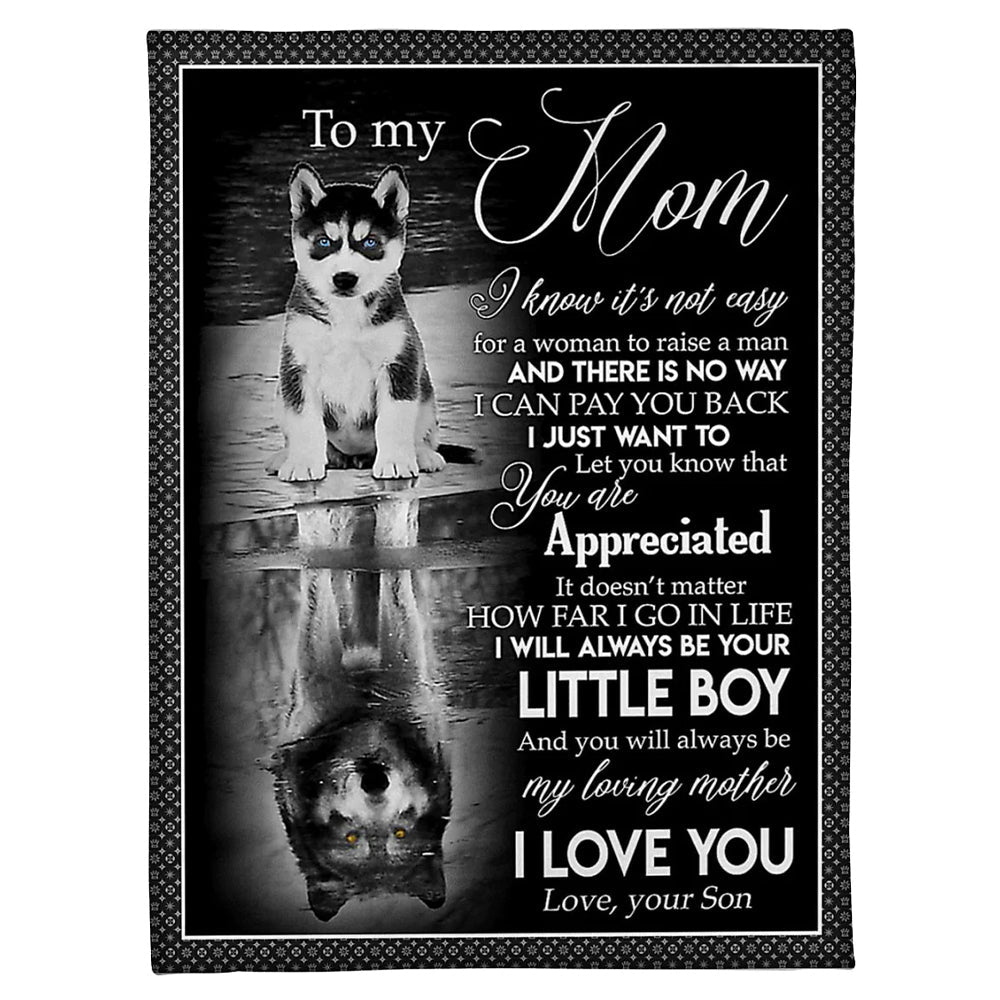 Wolf I Love You To The Moon And Back Mother Flannel Blanket For Cozy Bedroom Sofa Decor
