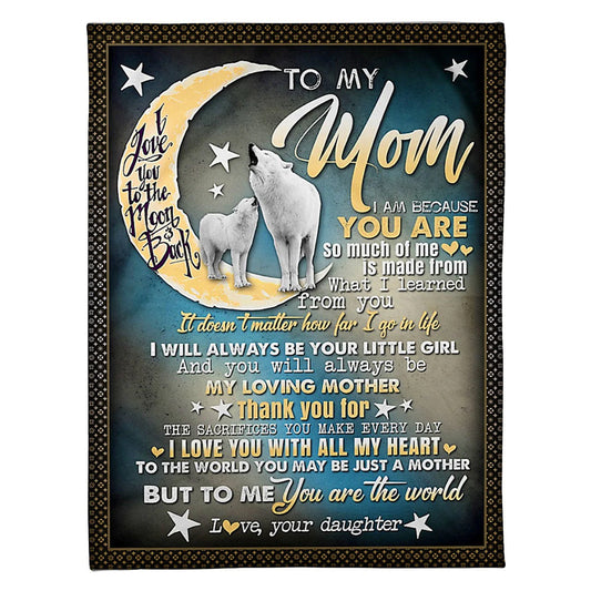 Wolf I Love You To The Moon And Back You Are The World Flannel Blanket For Cozy Bedroom Sofa Decor