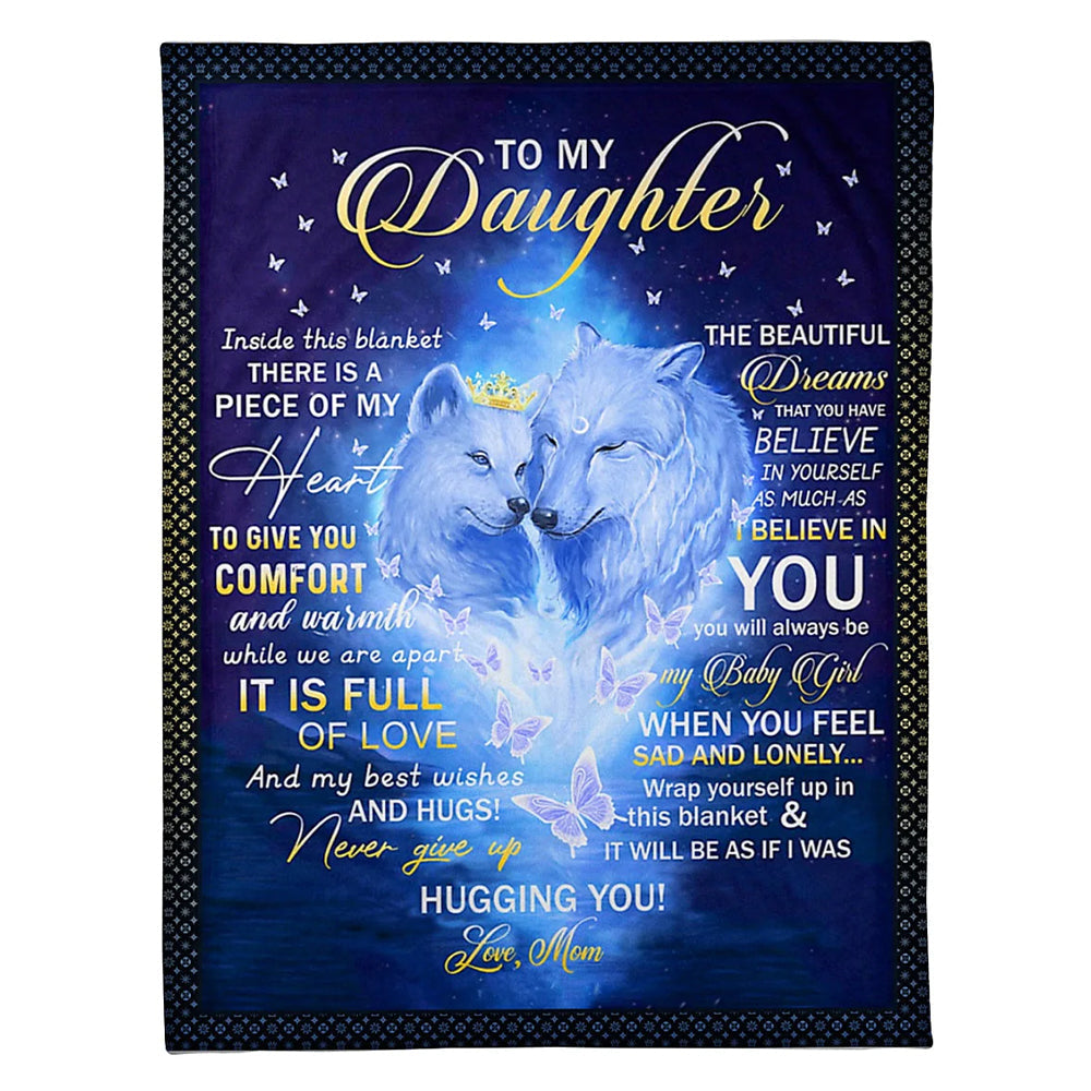 Wolf Mom To Daughter Love Gift Flannel Blanket For Cozy Bedroom Sofa Decor
