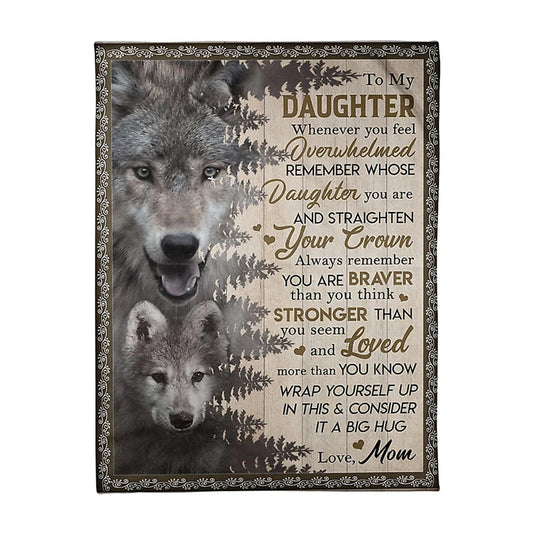 Wolf Big Hug Mom To Daughter Flannel Blanket For Cozy Bedroom Sofa Decor