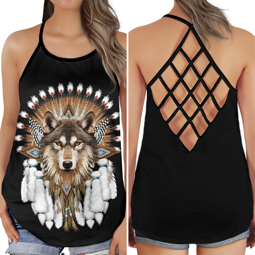 Modern Wolf Wild Spirit Hollow Tank Top For Yoga Workouts And Festival Wear