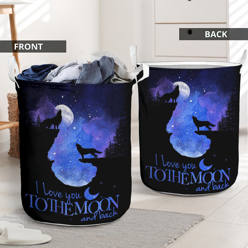Wolf Love You To The Moon And Back Laundry Basket For Room Home Organizer