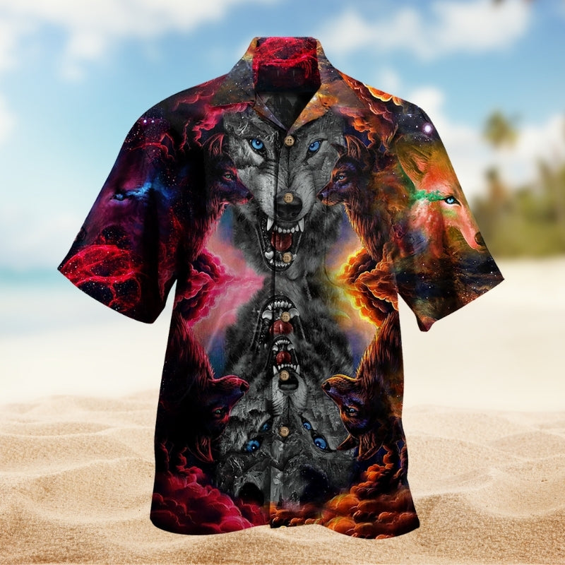Wolf Darkness Hawaiian Shirt For Animal Lovers, Beach Travel, And Casual Summer Style