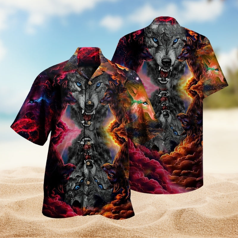 Wolf Darkness Hawaiian Shirt For Animal Lovers, Beach Travel, And Casual Summer Style