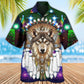 Bohemian Festive Wolf Christmas Hawaiian Shirt Artwork Detail For Tropical Trips And Casual Outings