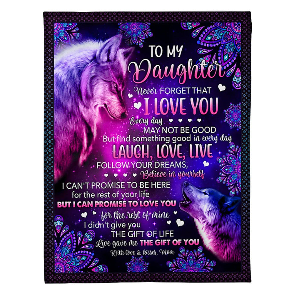 Wolf Never Forget That I Love You Mom To Daughter Flannel Blanket For Cozy Bedroom Sofa Decor