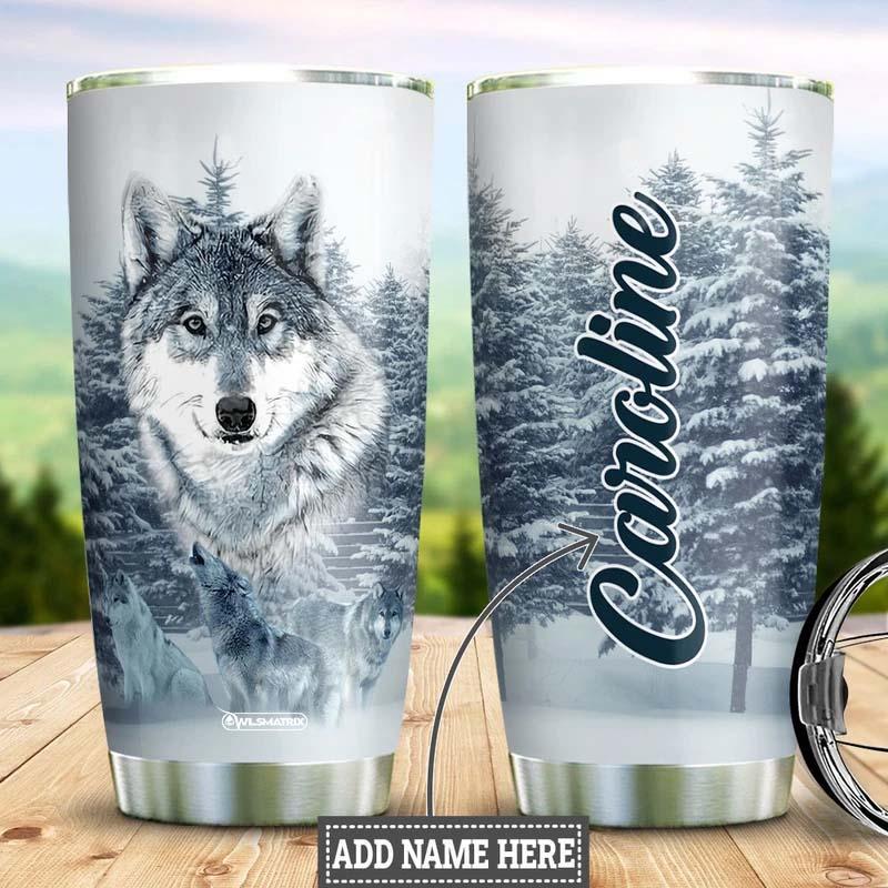Wolf Snow Personalized 20 Oz Tumbler For Coffee Travel And Daily Drinks