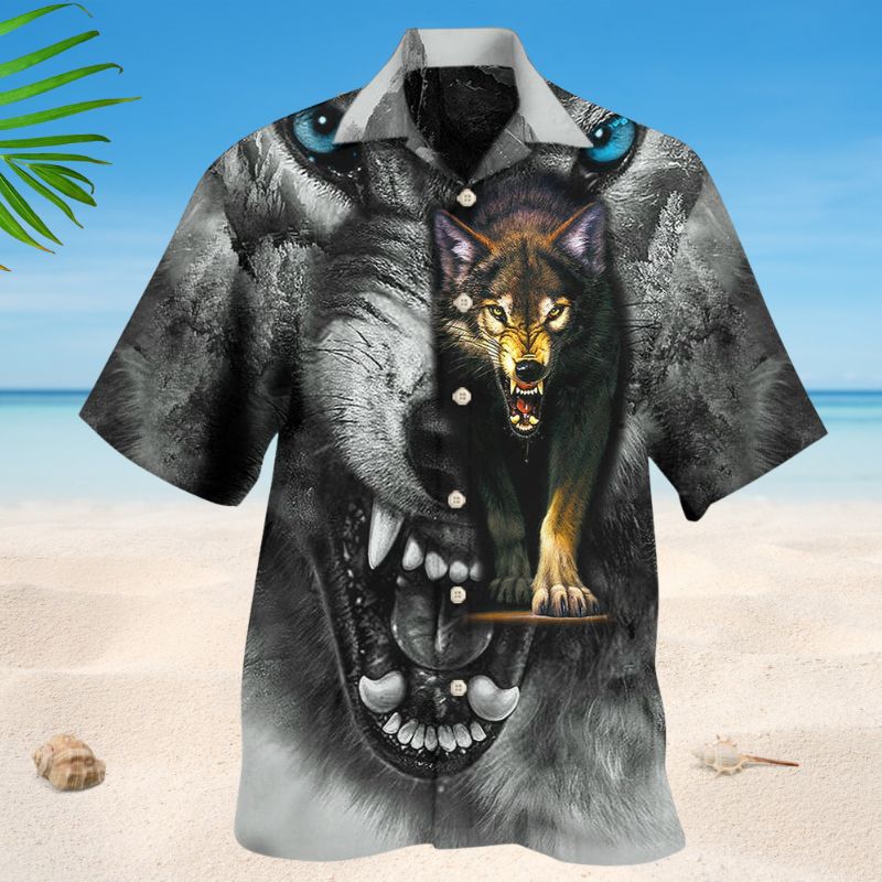 Wolf Quitting Not Hawaiian Shirt For Resort Trips, Coastal Parties, And Warm Weather Style