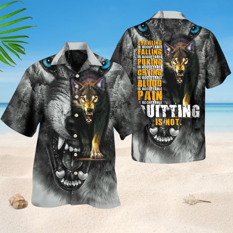 Wolf Quitting Not Hawaiian Shirt For Resort Trips, Coastal Parties, And Warm Weather Style