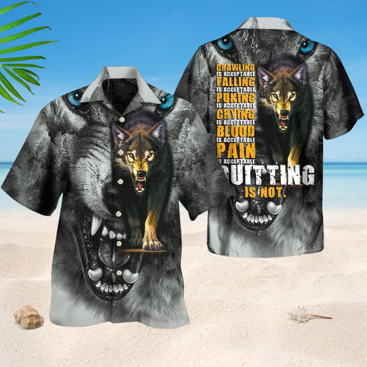 Wolf Quitting Not Hawaiian Shirt For Resort Trips, Coastal Parties, And Warm Weather Style