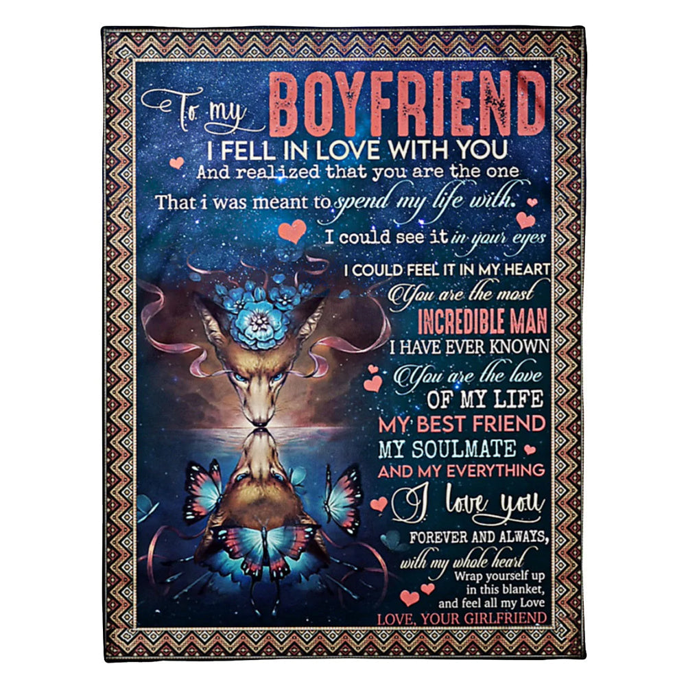 Wolf To My Boyfriend I Feel In Love With You Flannel Blanket For Cozy Bedroom Sofa Decor