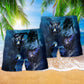 Wolf Survival Blue Night Beach Shorts Pattern Detail For Summer Adventures And Easy Warm Weather Wear