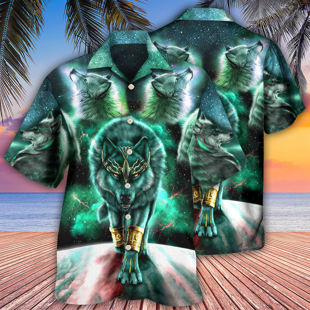 Wolf Warrior Galaxy Hawaiian Shirt For Beach Parties And Weekend Getaways