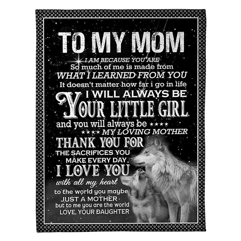 Wolf You Are My Hero Your Little Girl Flannel Blanket For Cozy Bedroom Sofa Decor