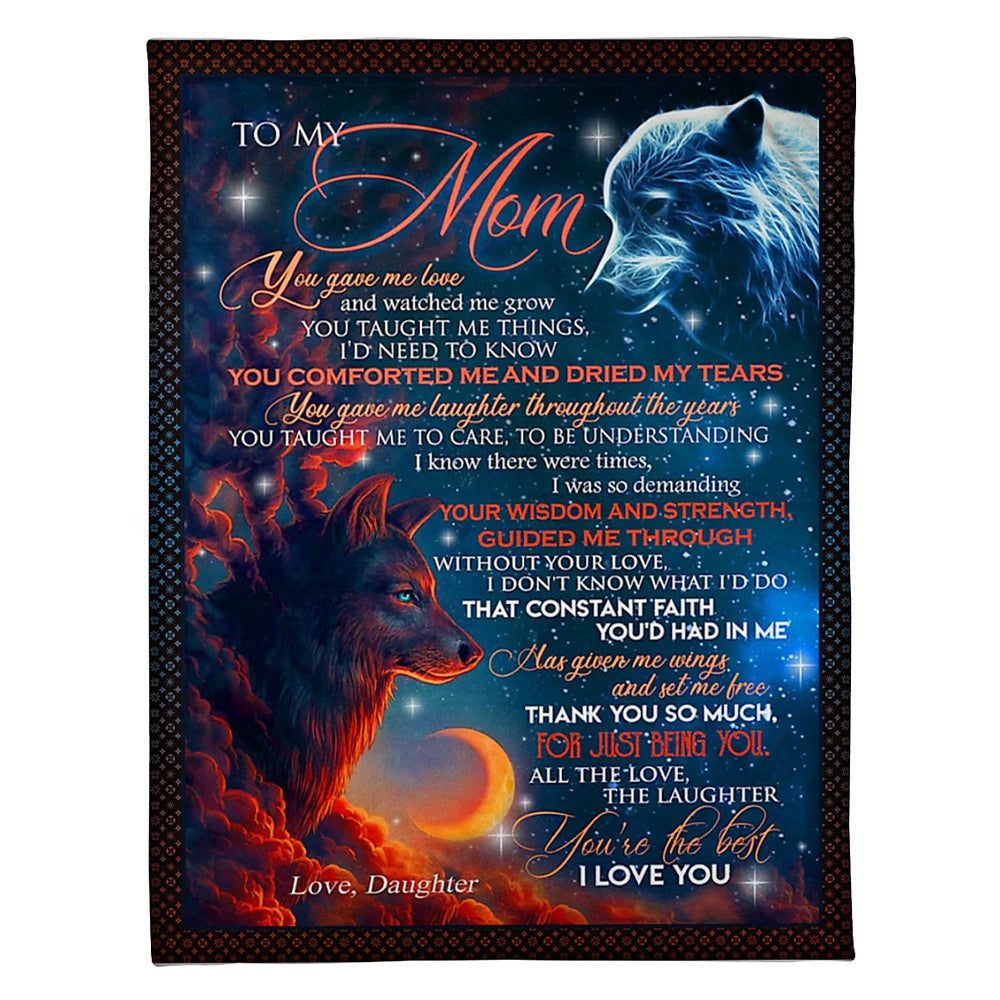 Wolf You Gave Me Love Mother Flannel Blanket For Cozy Bedroom Sofa Decor
