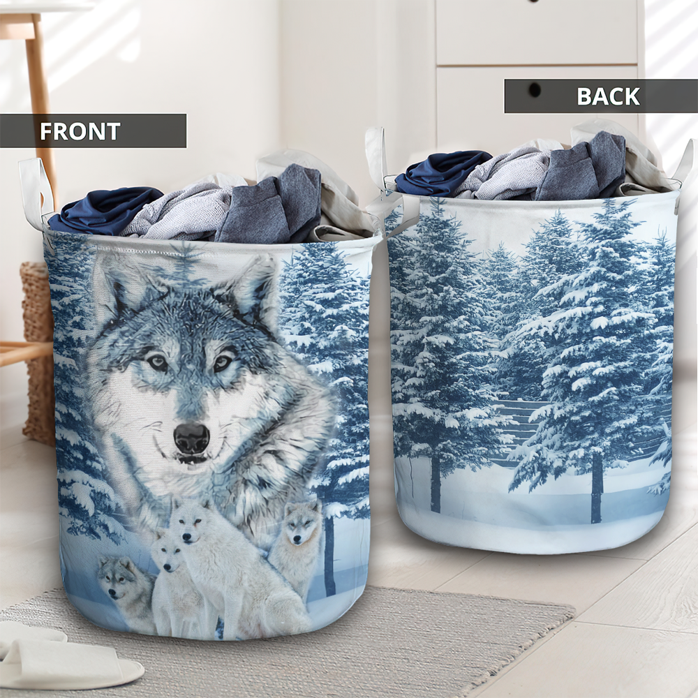 Wolf Snow Forest Cold Style Laundry Basket For Bathroom Bedroom Storage