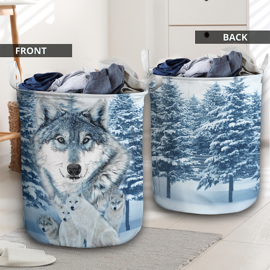 Wolf Snow Forest Cold Style Laundry Basket For Bathroom Bedroom Storage