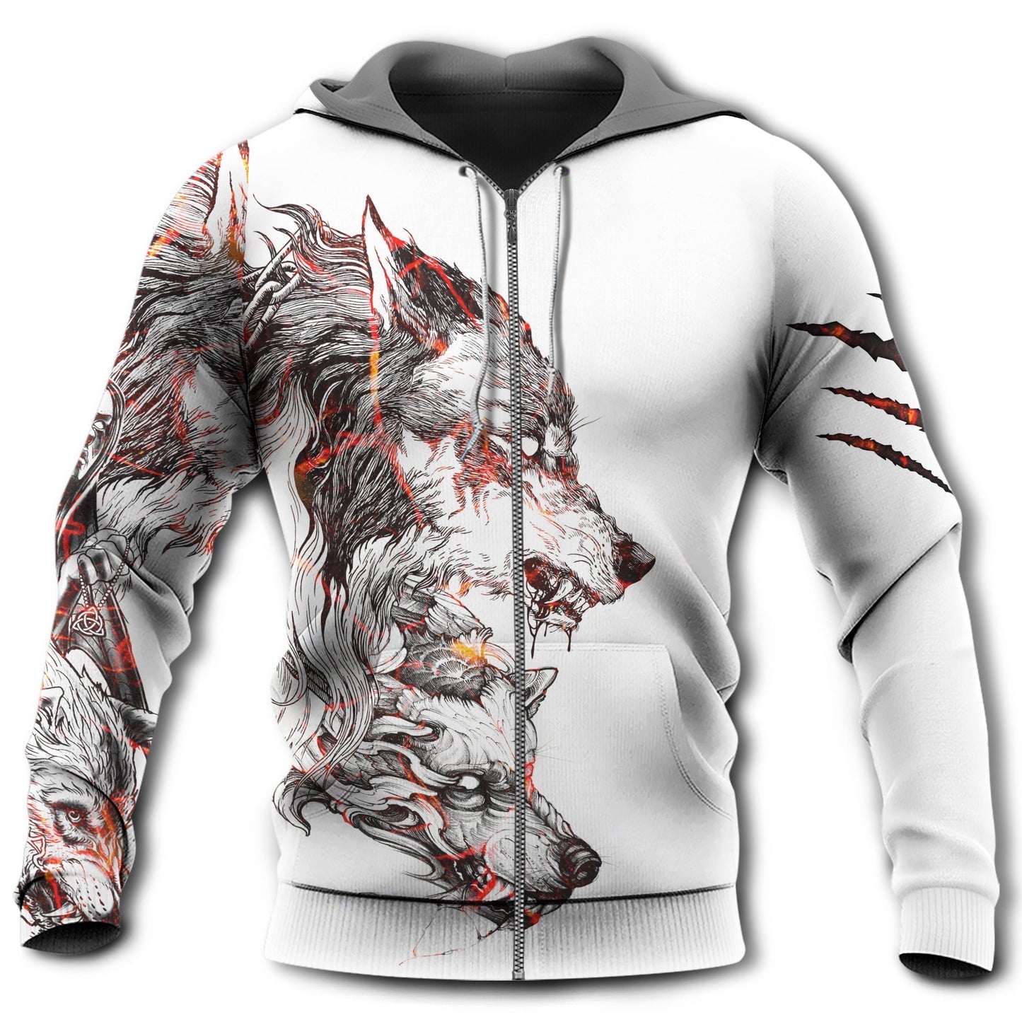 Red Wolf Tattoo Blood Hoodie For Pet Lovers Casual Style Holidays And Thoughtful Gifts