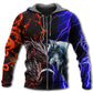 Red Blue Fantasy Wolf Dragon Hoodie For Fantasy Inspired Outfits Travel Days And Comfortable Wear