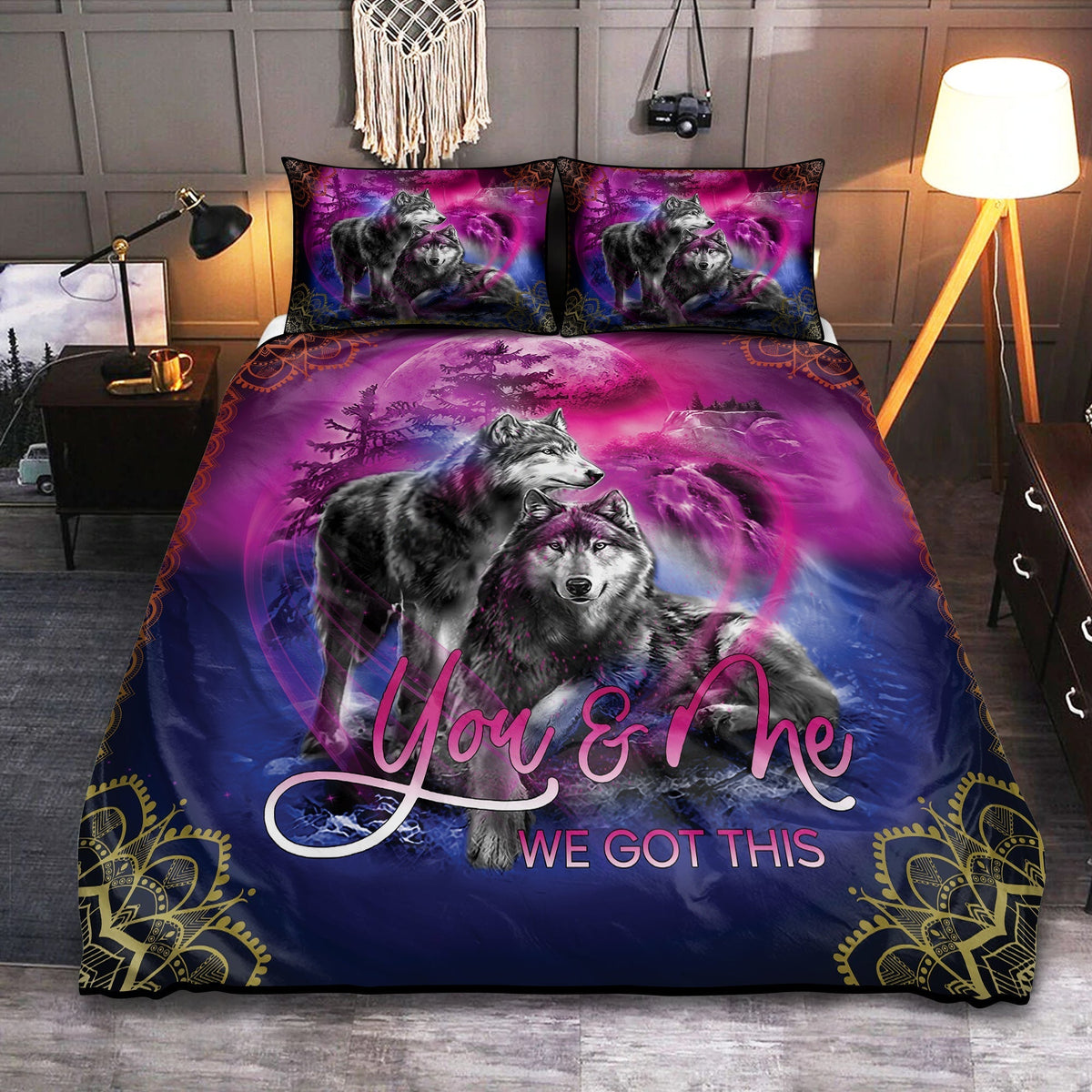 Wolf Couple Love Bedding Cover For Nature Bedroom Decor
