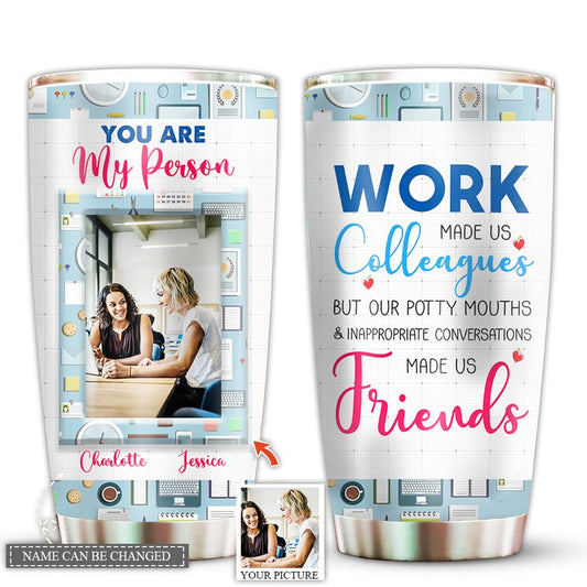 Work Friends Custom Photo 20 Oz Tumbler For Coffee Travel And Daily Drinks