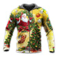 Yellow Santa Christmas Tree Hoodie For Festive Days Casual Adventures And Thoughtful Seasonal Gifting