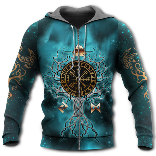 Blue Yggdrasil Norse Tree Hoodie For Viking Inspired Streetwear Holidays And Thoughtful Gifts