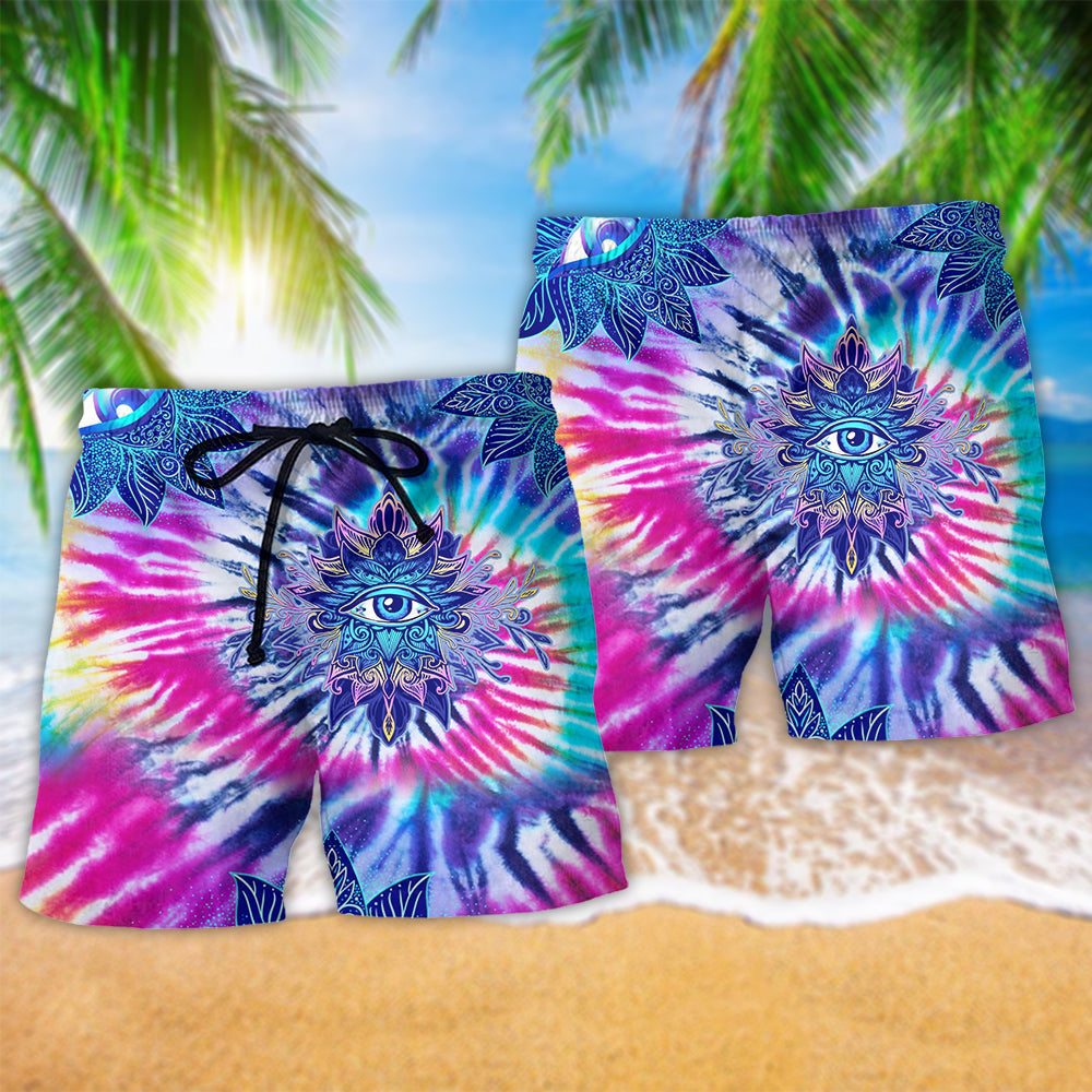 Yoga Mandala Eyes Beach Shorts Pattern Detail For Leisure Travel And Laid Back Daily Wear