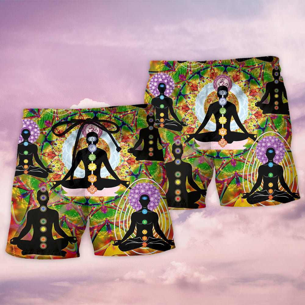 Yoga Wonderful Life Balance Beach Shorts Pattern View For Resort Days And Outdoor Activities